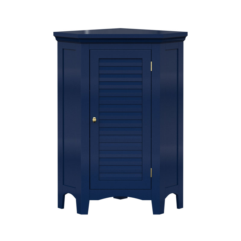 32" Glancy One Shutter Door Wooden Corner Stand Floor Cabinet, Navy