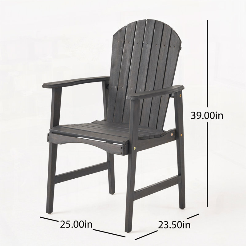 Chaises de salle à manger d'extérieur en bois d'acacia Adirondack (, Gris foncé