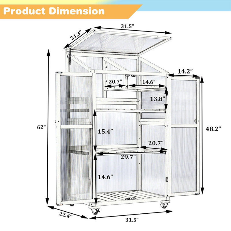 3' W x 2' D Greenhouse, White