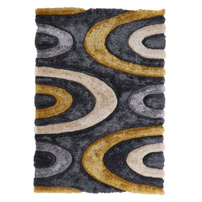 Tapis abstrait gris / jaune Thionville