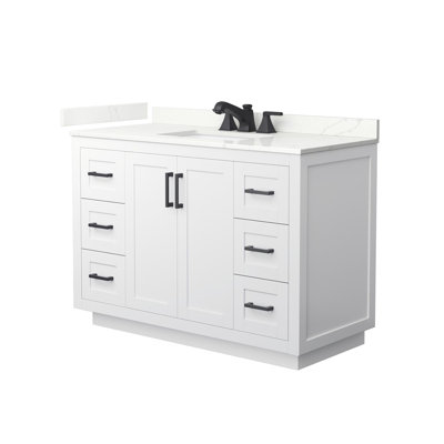 Ensemble de meuble-lavabo simple autoportant 48 po avec plateau en quartz Miranda