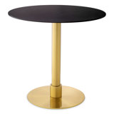 Dining Table Terzo Round Brushed Brass Finish - Black Ceramic Top