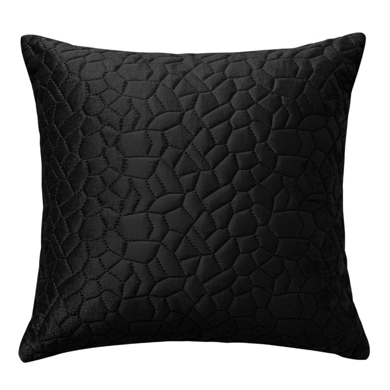 Aspire Homeware Geometric Square Velvet Cushion Covers, Black, Pack of 6