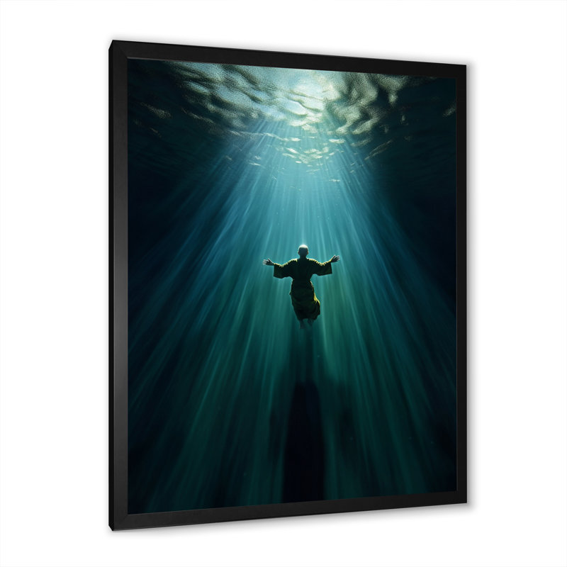 " Buddhist Monk Ascending ", 20" H x 12" W x 1" D, Black Single Picture Framed