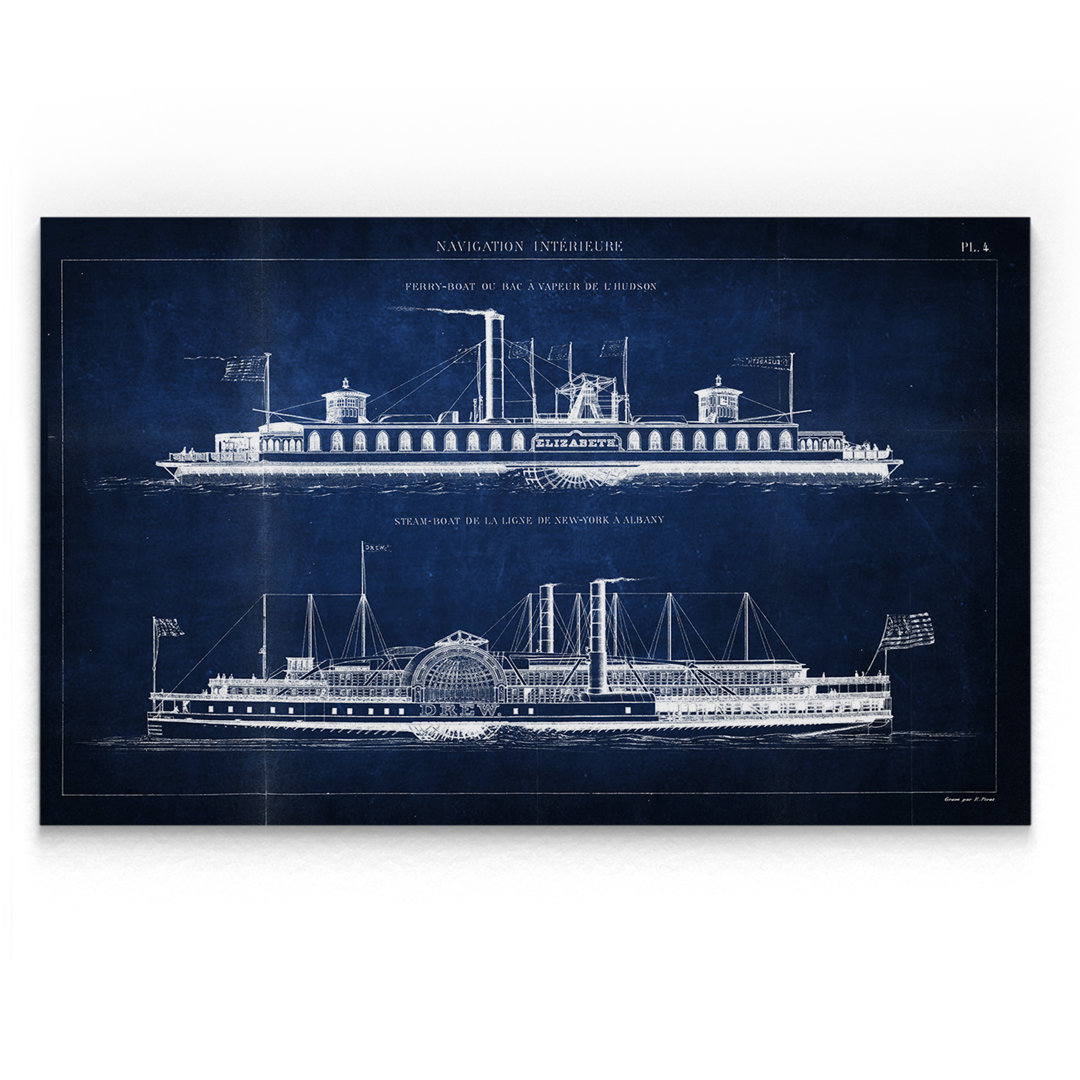 Vintage Italian Steamboat Stencil II - Graphic Art Print Wexford Home