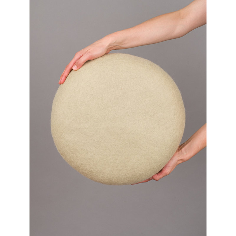38cm Wide Round Solid Colour Pouffe Ottoman, Beige