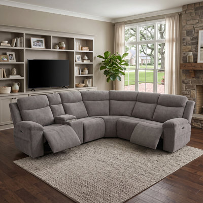 Canapé d'angle inclinable Tammy 6 pièces, gris foncé