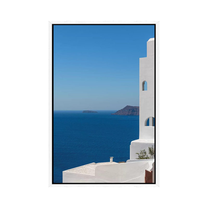 Santorini And The Mediterranean by Alexandre Venancio - Print on Canvas, 101.6 cm H x 66.04 cm W, White Framed