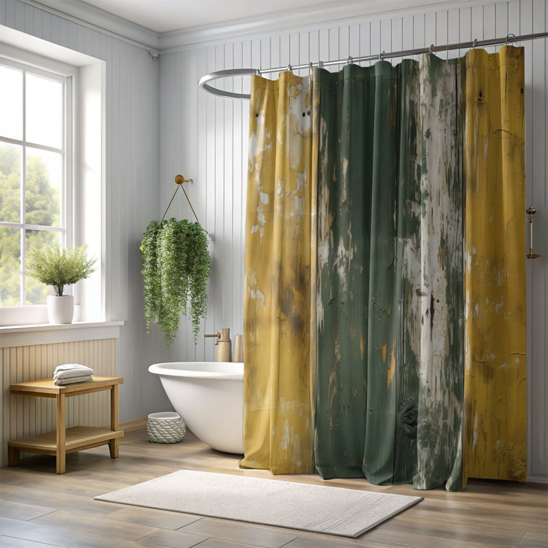 Rustic Yellow Timber - Premium Shower Curtain, 74"H x 71"W
