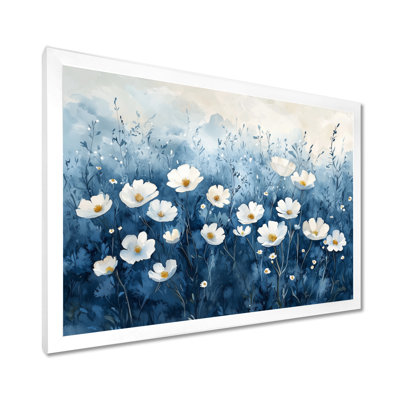 «Illiam Field of Blues Watercolor Wildflowers I» - Art mural fleurs sauvages