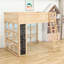 Lit mezzanine en bois avec éclairage DEL, panneau de tableau noir, tablettes ouvertes et barrières de sécurité-2140947970-2140947972