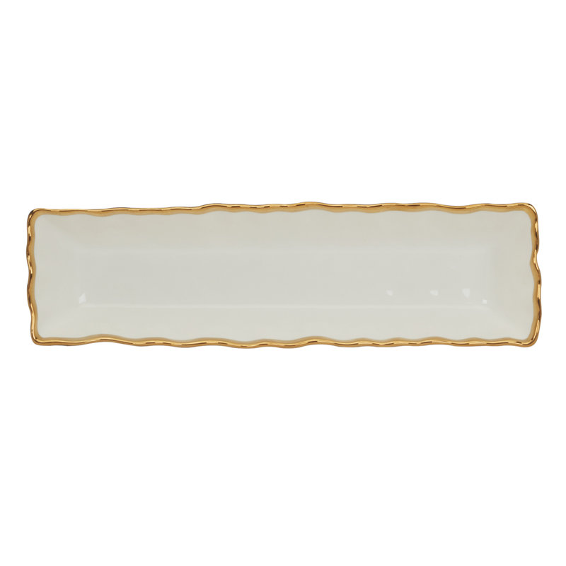 Regency Gold Trim White Porcelain Cracker Tray