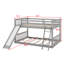 Lit superposé double en bois massif avec lit escamotable convertible et échelle basse-2114030597