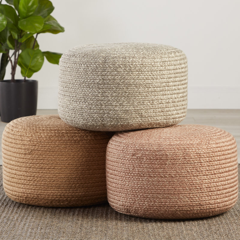 Dalenna PVC Wicker Outdoor Ottoman, Beige