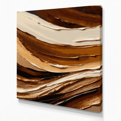 Horizontal Striped Warm Brown Brown Canvas Wall Art