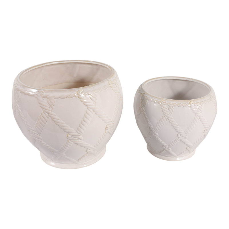 Ensemble de 2 pots à fleurs texturés en céramique texturée pour la décoration de bureau à domicile - Pots de fleurs élégants pour l'intérieur ou l'extérieur