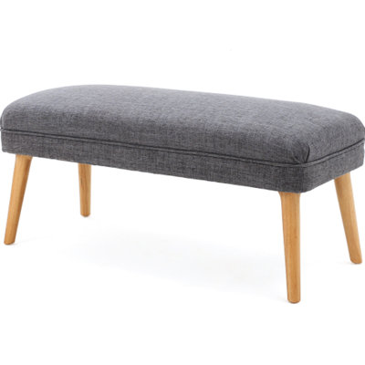 Grey 38 - Inch Wide Rectangle Bench With Linen Look, Solid Rubberwood Legs, Bedroom Seating Practical Improvement In Look , Tapered Decor Feature Piece