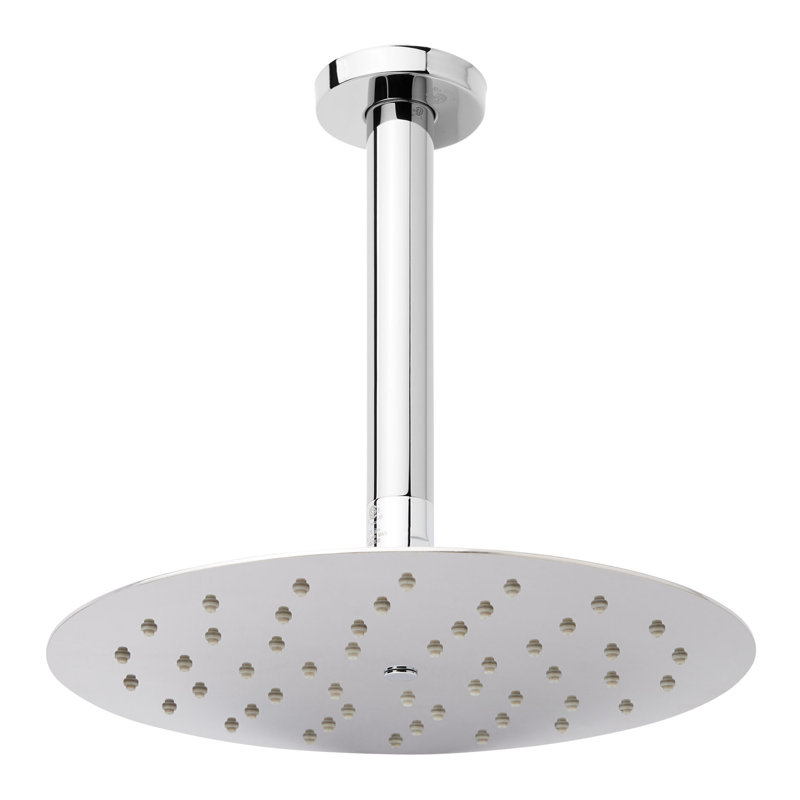 Signature Hardware 10" Contemporary Low Profile Shower Head with 12" Ceiling Mount Arm, Chrome