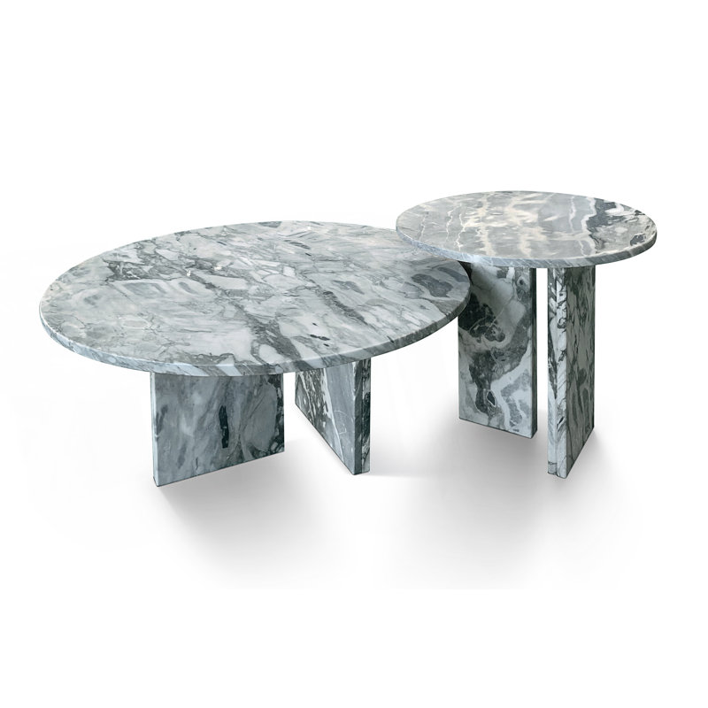Ensemble de tables basses en marbre naturel, Blue/Gray