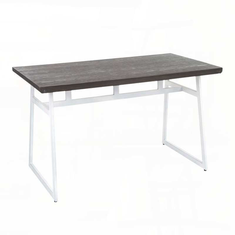 Table de salle à manger industrielle - métal blanc rétro et bambou espresso