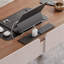 Bureau italien noyer minimaliste avec cuir de selle italien-403778263