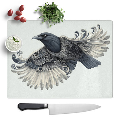Crow Bird Vol.1  Glass Chopping Board