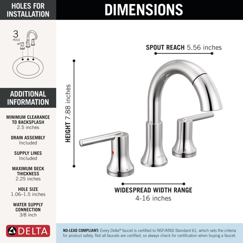 Trinsic Widespread Bathroom Faucet with Drain Assembly, Chrome