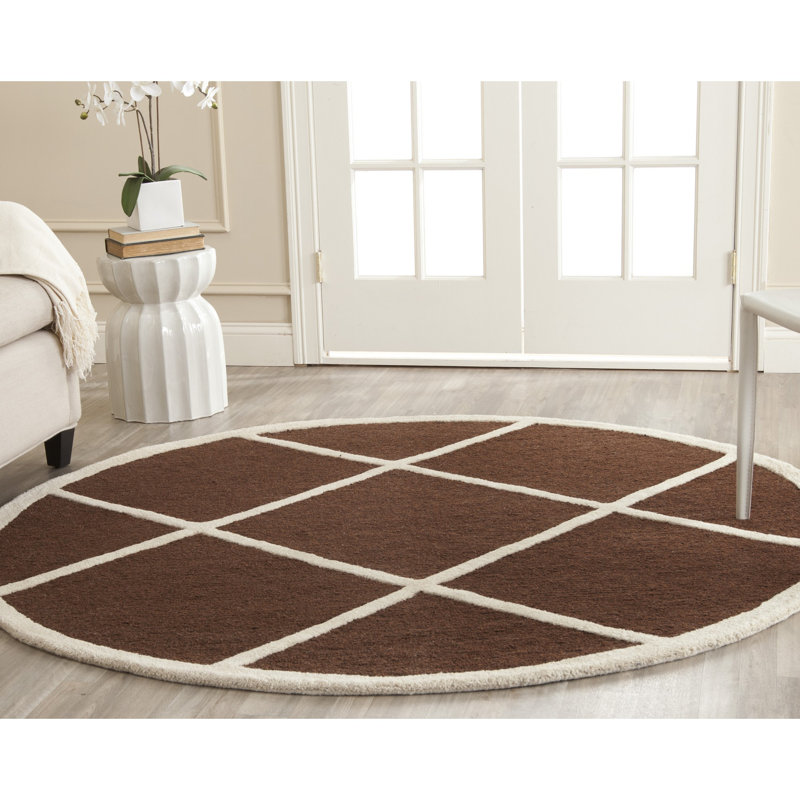 Sanyla Hand Tufted Wool Geometric Rug, Round 6'