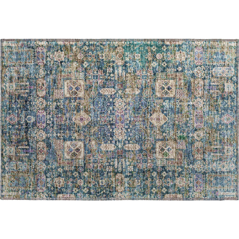 Premium Machine Washable Cerrito Green Rug, Rectangle 1'8" x 2'6"