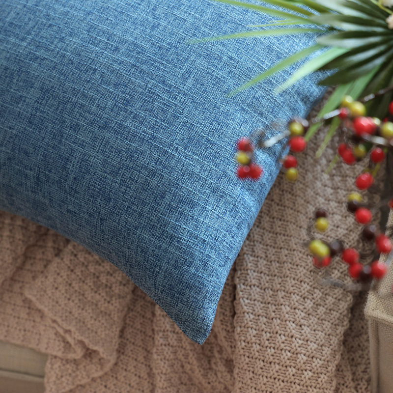  Coussin carré, Bleu, H 12 po x l 20 po, Housse de coussin seulement - sans coussin