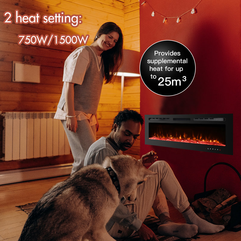 Electric & Alternative Fuel Fireplaces, 17" H x 50" W x 4.1" D, Black