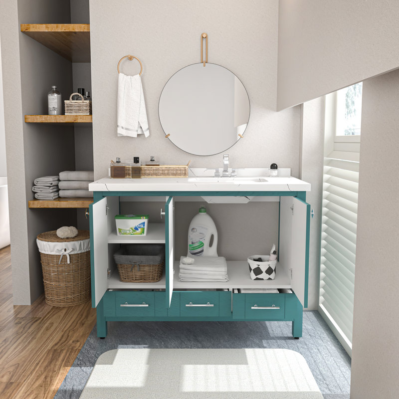 Elektra 47'' Single Bathroom Vanity with Engineered Marble Top, Turquoise