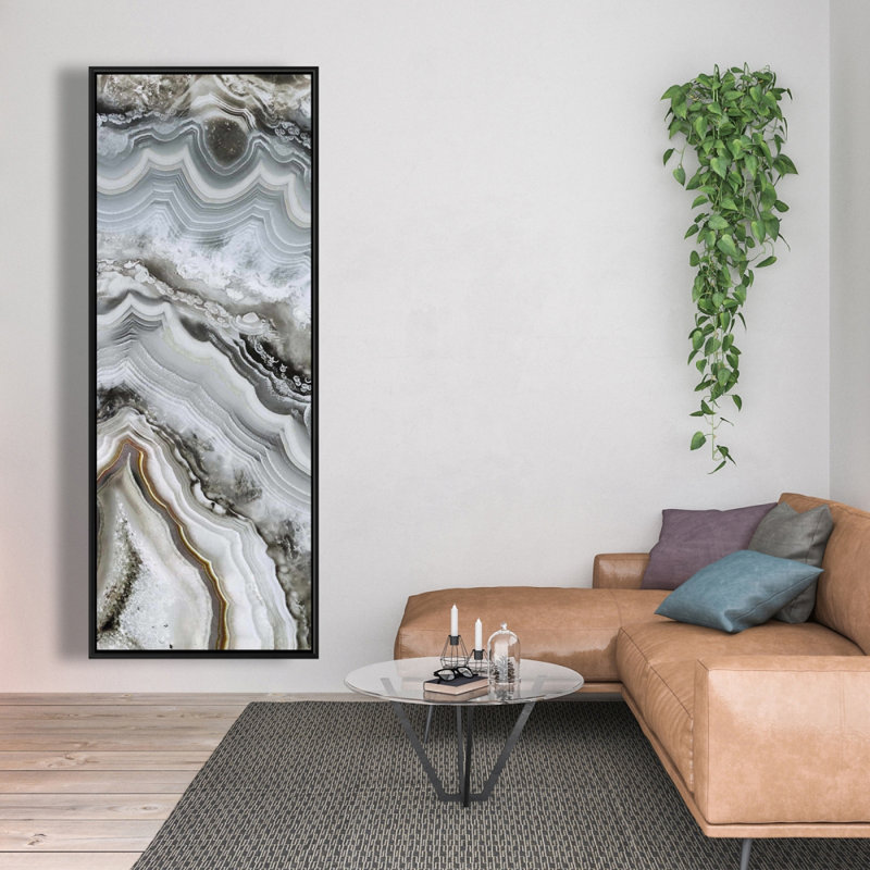 Géode abstraite - toile encadrée 24 po x 36 po, H 60 po x l 20 po