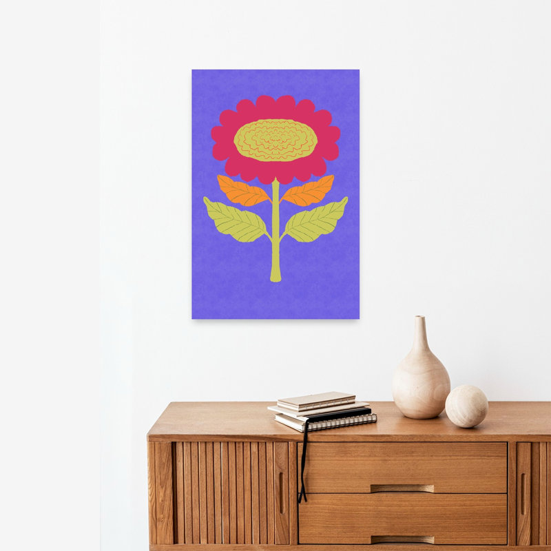 Reproduction d'art floral abstrait rose rétro, H 24 po x l 16 po