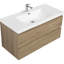 Meuble-lavabo 42 po avec lavabo en résine, bois de chêne naturel et tiroir à fermeture en douceur