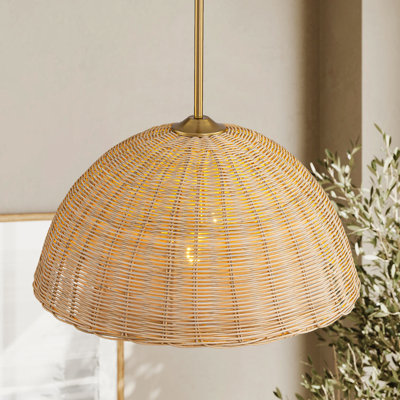 Luminaire suspendu dôme en rotin naturel 2 lumières Rivaro