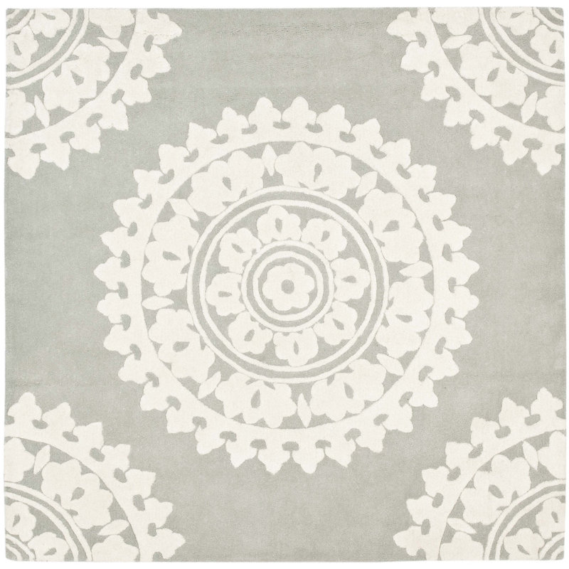 Camisa Hand Tufted Wool & Viscose Pile Geometric Rug, Rectangle 9' x 12'