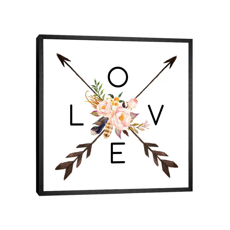 Love - Print on Canvas, 45.72cm H x 45.72cm W x 3.81cm D, Black Framed
