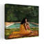 «Woman Relaxing Poolside Peaceful Serene Tranquil Nature Summer», art mural-129146955