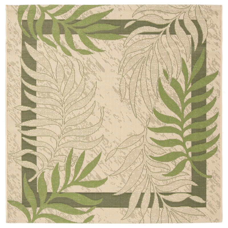 Allick Cream/Green Indoor/Outdoor Rug, Square 160 cm