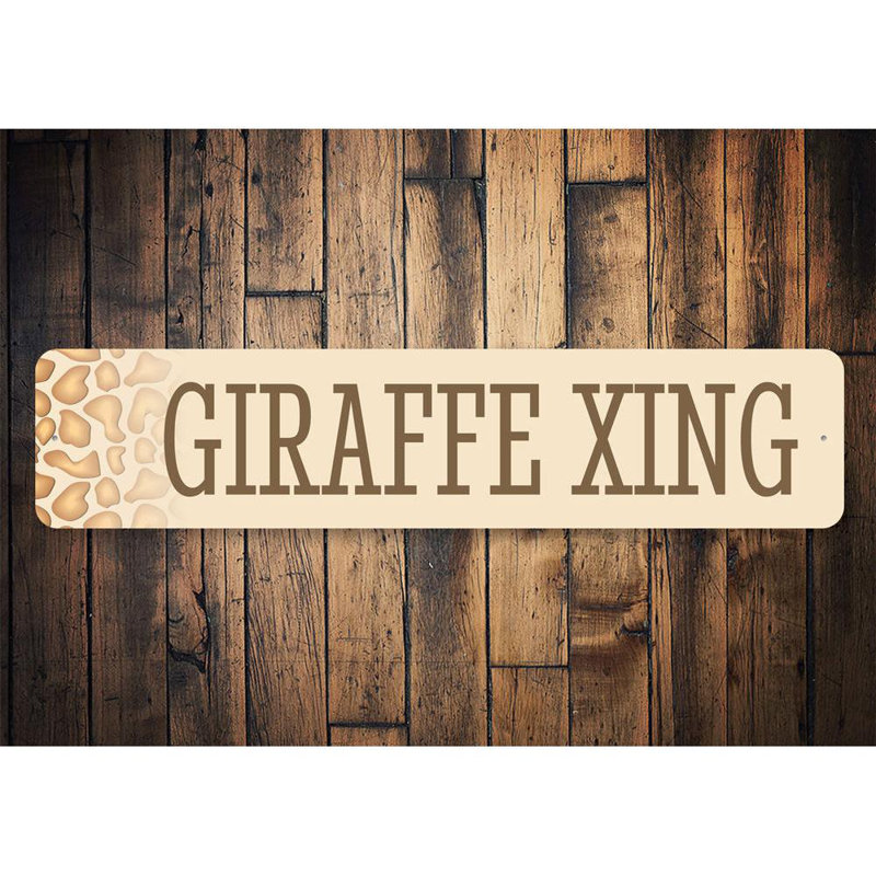 Enseigne girafe en aluminium, H 6 po x l 24 po x P 0,06 po