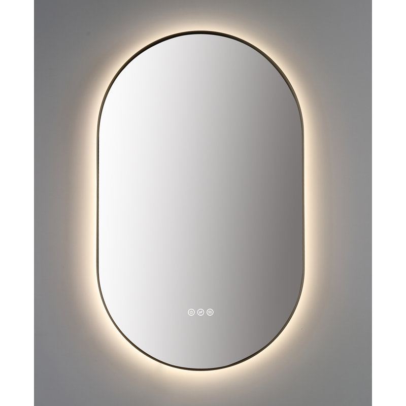 Shell LED Mirror, 35.43" x 21.65", Gold, Oval