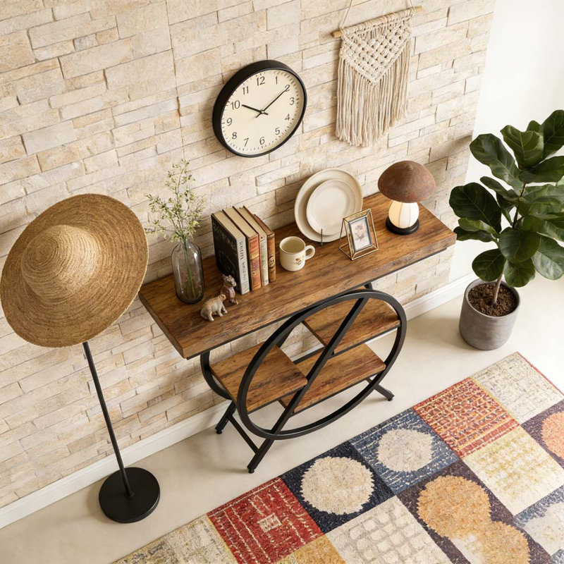 4-Tier Entryway Table with Geometric Metal Frame