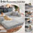 89" Boneless Corduroy Sleeper Sofa Bed, Modular Futon Couch, Compression Foam Sofa with 2 Pillows, No Assembly Required-76797010-79693599