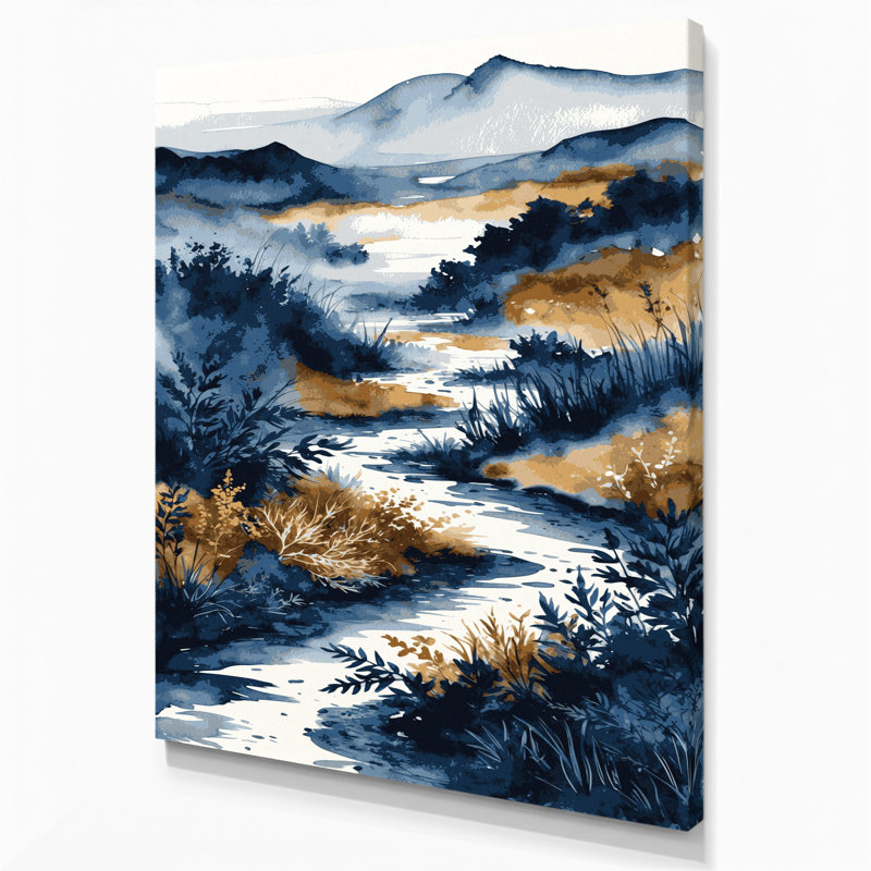 «Watercolor Landscape 64», art mural sur toile blanche, H 16 po x l 20 po