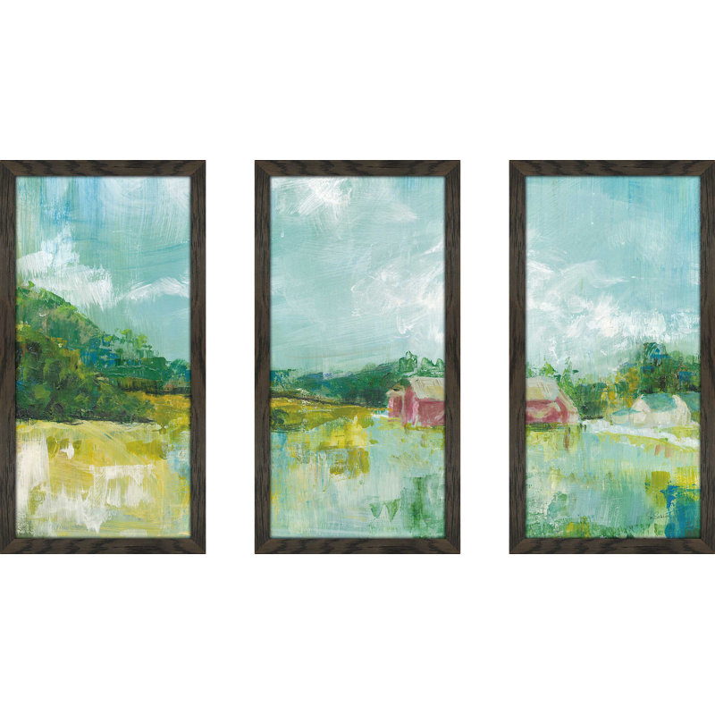 « Horizon Farm », reproduction de peinture à l’acrylique à multiples images sur acrylique, H 33,5 po x l 52,5 po x P 1 po