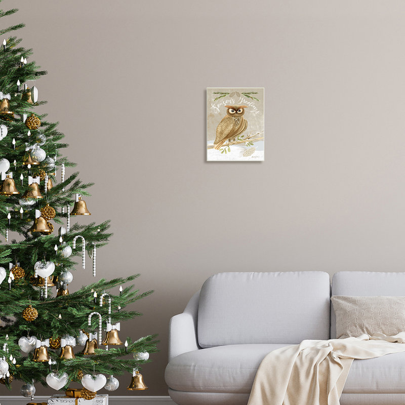Season's Greetings Winter Snowscape Owl, Plaque murale, H 15 po x l 10 po x P 0,5 po