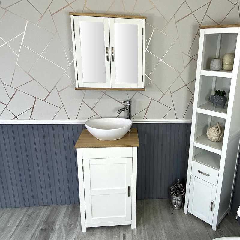 Marti 515mm Single Bathroom Vanity with Vessel Ceramic Basin, White