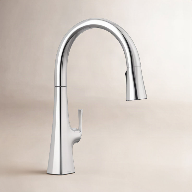 Robinet d'évier de cuisine escamotable sans contact avec commande vocale Graze, Chrome poli