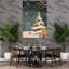 «Magical Snowy Christmas Night», rétro, arbre de Noël abstrait, paysage d'hiver, reproduction d'art mural-130681512